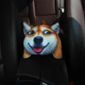 Cute 3D Doge plush car tissue box holder, funny meme cartoon auto interior accessory decor - Happy Shiba Inu