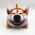 Cute 3D Shiba Inu car tissue box funny plush armrest cover interior accessory cartoon style - Smiling Shiba Inu