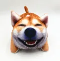 3D Cartoon Dog Car Tissue Box Cute Plush Animal Armrest Paper Holder Auto Interior Decor - Laughing Shiba Inu