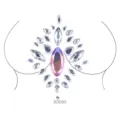 Glitzernder Acryl Kristall Brust Korper Strass Aufkleber Gesicht Schmuck Party Festival Sticker - Irisierender symmetrischer geometrischer Blumenbruststil (X0095) / 12.5*16.5cm