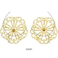 Goldene perlen kristall strass brust aufkleber festival party koerper kunst abdeckungen - 12.5*16.5 / Goldener künstlicher Perlenblumenstil (X0085)