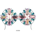 Festival Körper Strass Aufkleber Brust Schmuck Party Bühnen Make-up Kristall Gesichtssteine - 12.5*16.5 / Irisierender symmetrischer Miederstil (X0086)