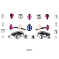 Halloween Strass Gesicht Steine Kristall Körper Aufkleber Party Make-up Acryl X0117 - Rosa und Blauer Strass Gesichtsstil (X0117)