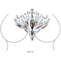 Festival Kristall Brust Tattoo Aufkleber Strass Körper Schmuck für Party Make-up top - Irisierender Tränenbruststil (X0119)