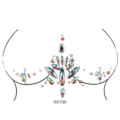 Sexy Brust Kristall Strass Körper Aufkleber Acryl Temporäre Tattoo Party Schmuck X0100 - 12.5*16.5 / Irisierender geometrischer Blumenlinien-Stil (X0100)