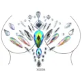 Kristall Brust Schmuck Strass Körper Aufkleber Festival Party Acryl Glitzer Deko - Irisierende Tränenform und klare Strass-Brustaufkleber (X0094) / 12.5*16.5cm