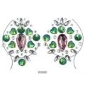 Sexy Strass Brust Aufkleber Kristall Acryl Tattoos Festival Schmuck fuer Damen Koerper. - 12.5*16.5 / Rosa Blau Grüner Fischschuppen-Stil (X0090)