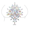 Festival Kristall Brust Aufkleber holografische Strass Körper Schmuck für Party Make-up - 12.5*16.5 / Irisierender Brustaufkleber in Blumenform (X0098)