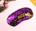 Purple gold reversible sequin eye mask mermaid scale travel relaxing sleep blindfold - Purple + Gold