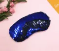 Blue flip sequin sleep mask travel eye shade soft resting night blindfold comfort accessory - Royal Blue and Silver