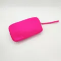 Hot pink nylon cosmetic bag with wrist strap, portable travel makeup pouch and storage organizer. - Rose Red