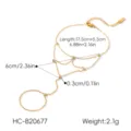 Stainless steel zircon connected finger chain bracelet, fashionable OL style light luxury jewelry. - Gold