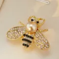 Broche abeille perle strass style coréen accessoire élégant pour veste de costume mode - Base Bronze Café