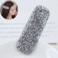 Silberne Strass Rechteck Haarspange glänzender Kristall Snap Haarschmuck für Frauen Alltag. - Schillernder Wassertropfen (0733111) / Grau
