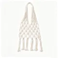 Bolso de compras de red de algodon hecho a mano bolsa organizadora de frutas - 20x80cm / Blanco Roto