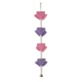 Tapiz tejido bohemio nórdico con cuentas de madera borlas y campana para habitación infantil - 75cm / Rosa Púrpura