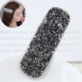 Glänzende Strass Haarklammer elegante rechteckige Haarspange für Damen Haarschmuck NEU - Schillernder Wassertropfen (0733113) / Grau