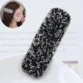 Glänzende schwarze Strass rechteckige Haarspange Metall BB Spange elegante Damen Haarschmuck - Schillernder Wassertropfen (0733114) / Schwarz