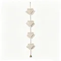 Colgante de Pared de Macrame Boho con Cuentas de Madera y Borlas Habitacion Nino - 75cm / Blanco Roto