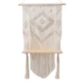 Estante colgante de pared de macramé bohemio hecho a mano con tabla de madera y diseño de rombos. - 44*70 cm / Estilo B