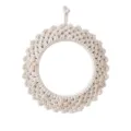 Espejo de pared redondo de macramé hecho a mano con conchas, decoración bohemia para salón. - Blanco Roto