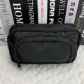 Black multi-layer canvas pencil case large capacity simple stationery storage bag for students. - Black