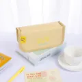 Large capacity macaron yellow pencil case aesthetic cute canvas stationery pouch for school girls - Yellow