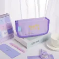 Cute pastel purple pencil case large capacity aesthetic stationery storage bag for kids. - Purple