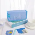 Macaron blue flap large capacity pencil case student cute stationery storage bag daily use - Blue