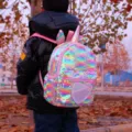 Kids sequin unicorn backpack cute glitter school bag casual double shoulder daypack for girls. - L / Rainbow