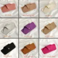 Minimalist PU leather glasses case portable sunglasses storage pouch multi color variant grid. - Pink