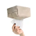 Portafazzoletti per auto in tessuto beige, variante di scatola minimalista per parasole. - Albicocca