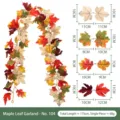 175cm Artificial Autumn Maple Leaf Garland for Halloween and Christmas Wall Decor - Natural Fall (No. 104) / 175cm