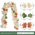 Artificial autumn maple leaf garland model 110 with multicolor leaves, 175cm length - Off-white Brick Red (No. 110) / 175cm
