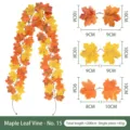 Artificial autumn maple leaf garland 200cm length featuring orange and yellow leaves - Orange Red Gold (No. 15) / 200cm