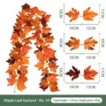 Artificial maple leaf garland model 54, 175cm length for autumn and Halloween decor - Orange Red Gradient (No. 54) / 175cm