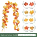 Vibrant 175cm artificial autumn maple leaf garland for Halloween and Christmas decor - Orange Red and Bright Yellow (No. 88) / 175cm