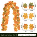 175cm Artificial Maple Leaf Garland Vine for Autumn Halloween and Christmas Home Decoration - Orange Yellow Gradient (No. 90) / 175cm