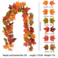 Artificial maple leaf garland for fall decoration, 69 inches autumn vine for Halloween party - Artificial Maple Leaf Vine (No. 103) / 175cm