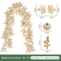 Premium artificial white maple leaf garland with pumpkins and berries, 175cm length - Pumpkin Berry Maple Vine (No. 111) / 175cm