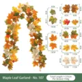 175cm autumn maple leaf garland with various leaf sizes for seasonal wall decoration - Maple Leaf Garland (No. 107) / 175cm / Mixed Autumn Colors