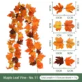 Artificial maple leaf garland 175cm for autumn and Halloween wall decor - Maple Leaf Garland (No. 51) / 175cm / Orange Yellow Red Gradient