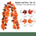 Realistic autumn artificial maple leaf garland No. 55, 175cm length for home decor. - Autumn Multi-Color Mix Style (No. 55) / 175cm