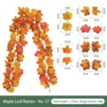 Autumn artificial maple leaf vine garland for decoration, 175cm length with detailed specs - Orange-Red Yellow Gradient Style (No. 57) / 175cm