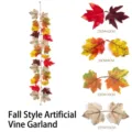 100cm artificial autumn maple leaf garland for Thanksgiving and Halloween decor - 100cm Length / Autumn Mix Colors (227)