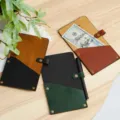 Wooden and PU leather bill folder menu clip vintage cash holder for restaurant use - Black