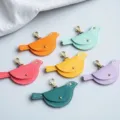 Cute leather bird coin purse and keychain set, multi-color mini bag pendant accessory. - Light Brown