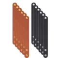 Adjustable PU leather snap bracelets DIY cuff wristbands set in brown and black colors. - Brown