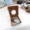 Mini household embroidery thread scissors with portable brown leather protective case. - Dark Brown