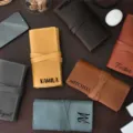 Multi-color PU leather roll organizer bag for cables and chargers, vintage style variant. - Yellow